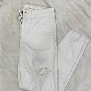 American Eagle Cream High-Rise Stretch Jeans